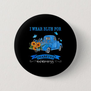 Badge Rond 5 Cm Bleu Camion Tournesol Je Porte Bleu Pour Le Diabèt