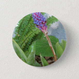 Badge Rond 5 Cm Bleu cône fleur bromélique