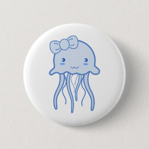 Badge Rond 5 Cm Bleu Cute méduse