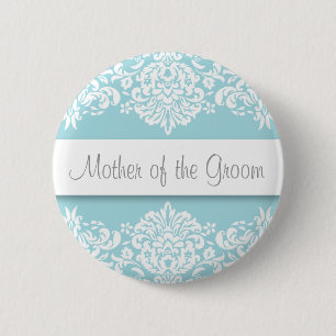 Badge Rond 5 Cm Bleu Damas mère du bouton Groom
