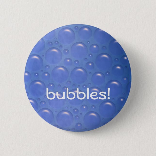 Badge Rond 5 Cm bleu de bouton de bulles (Devant)
