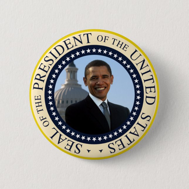 Badge Rond 5 Cm Bleu de joint d'Obama (Devant)