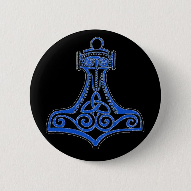 Badge Rond 5 Cm Bleu de marteau de Thors (Devant)