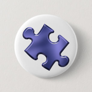 Badge Rond 5 Cm Bleu de morceau de puzzle d'autisme