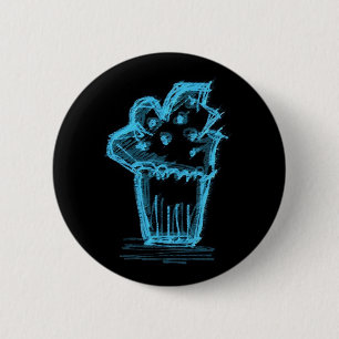 Badge Rond 5 Cm Bleu de petit gâteau de bouton de Katieboy