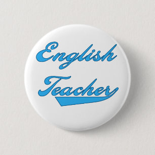 Badge Rond 5 Cm Bleu de professeur d'Anglais