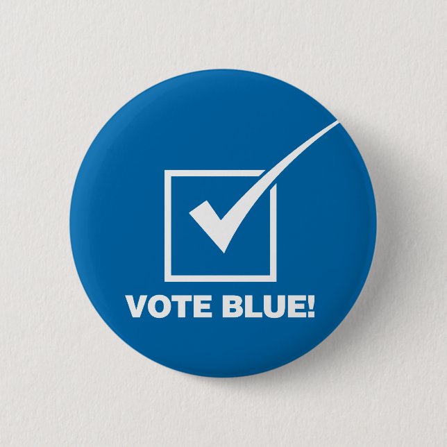 Badge Rond 5 Cm Bleu de vote - solide (Devant)