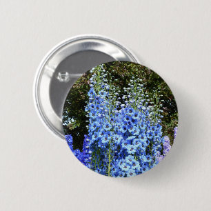 Badge Rond 5 Cm Bleu Delphinium Fleurs Florales Jardin Nature