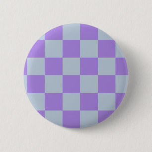 Badge Rond 5 Cm Bleu doux et À damiers lavande