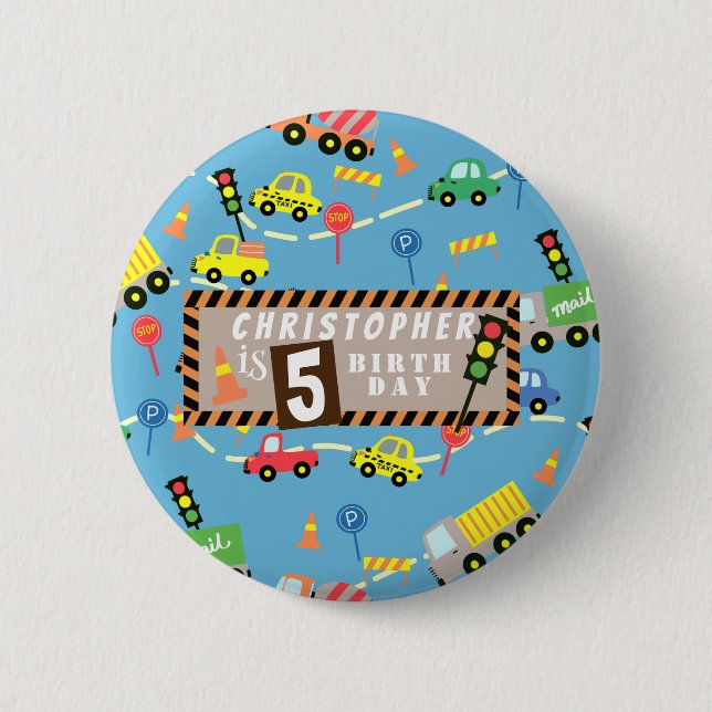 Badge Rond 5 Cm Bleu du transport (Devant)