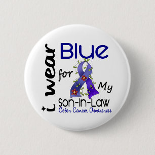 Badge Rond 5 Cm Bleu d'usage du cancer du colon I pour mon
