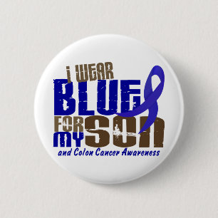 Badge Rond 5 Cm BLEU d'USAGE du cancer du colon I POUR MON FILS