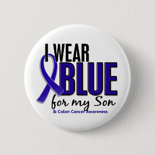 Badge Rond 5 Cm Bleu d'usage du cancer du colon I pour mon fils 10