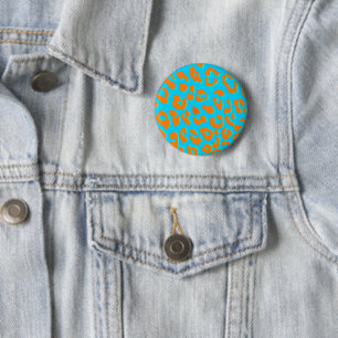 Badge Rond 5 Cm Bleu Empreinte de léopard