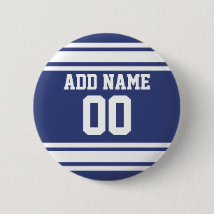 Badge Rond 5 Cm Bleu et blanc avec nom et numéro
