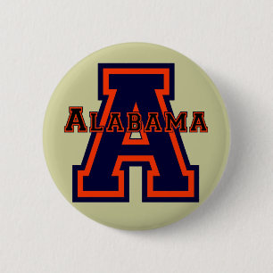 Badge Rond 5 Cm Bleu et orange de l'Alabama "A"
