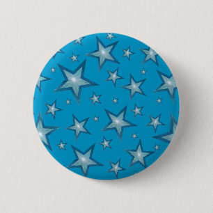 Badge Rond 5 Cm Bleu étoile, bouton bleu