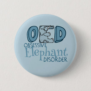 Badge Rond 5 Cm Bleu hanté par éléphant mignon