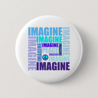 Badge Rond 5 Cm Bleu "imaginez paix"