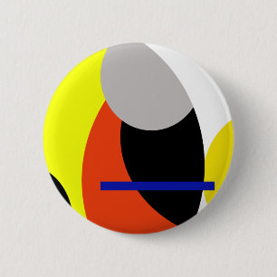 Badge Rond 5 Cm Bleu jaune Art Abstrait