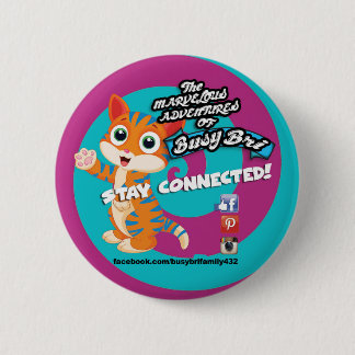 Badge Rond 5 Cm Bleu le bouton de chat