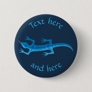 Badge Rond 5 Cm Bleu Lizard