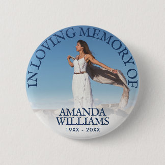 Badge Rond 5 Cm Bleu Marine | Funérailles en mémoire d'amour