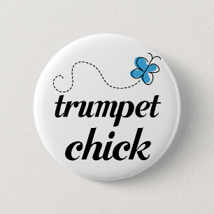 Badge Rond 5 Cm Bleu mignon de poussin de trompette