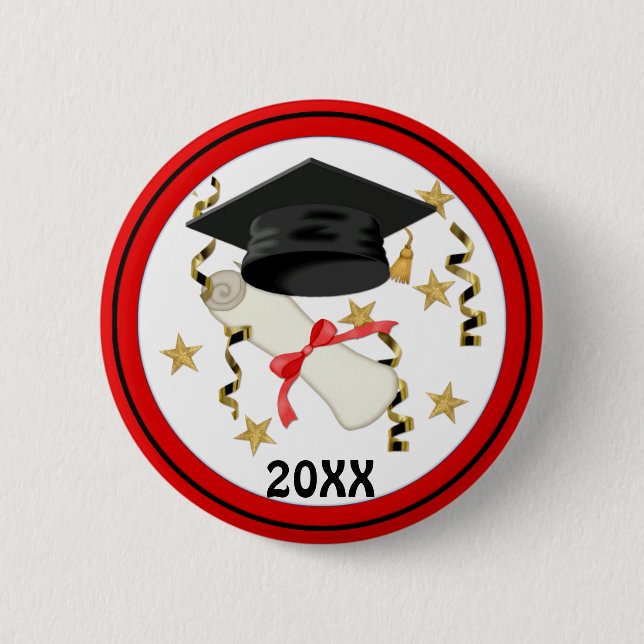 Badge Rond 5 Cm Bleu mortier et diplôme (Devant)