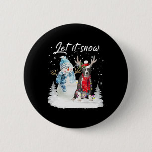 Badge Rond 5 Cm Bleu Nez Pitbull Père Noël Chien Noël Snowman Noël