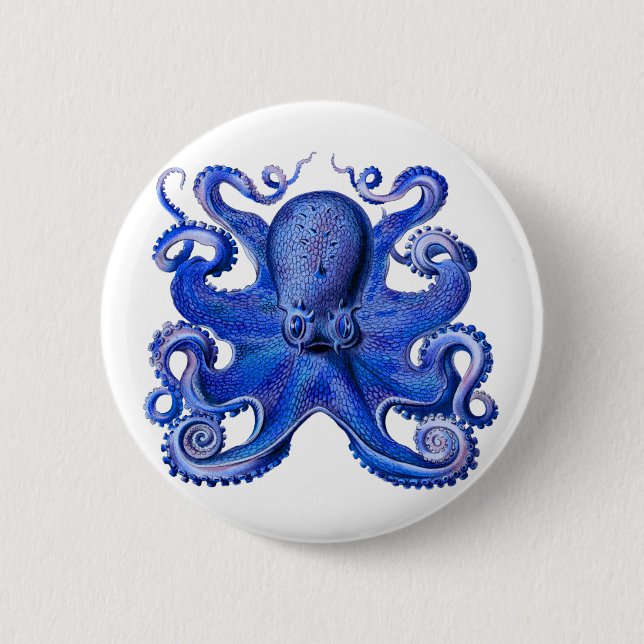 Badge Rond 5 Cm Bleu octopique de Haeckel (Devant)