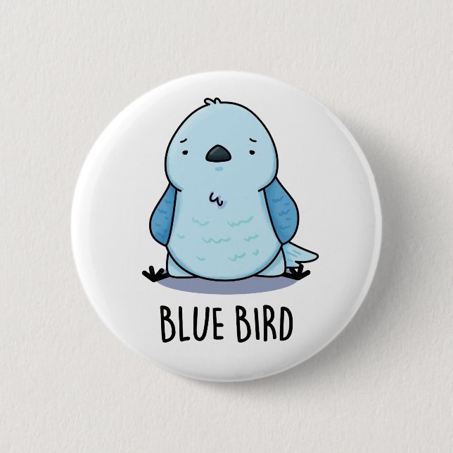 Badge Rond 5 Cm Bleu Oiseau amusant jeu animal (Devant)