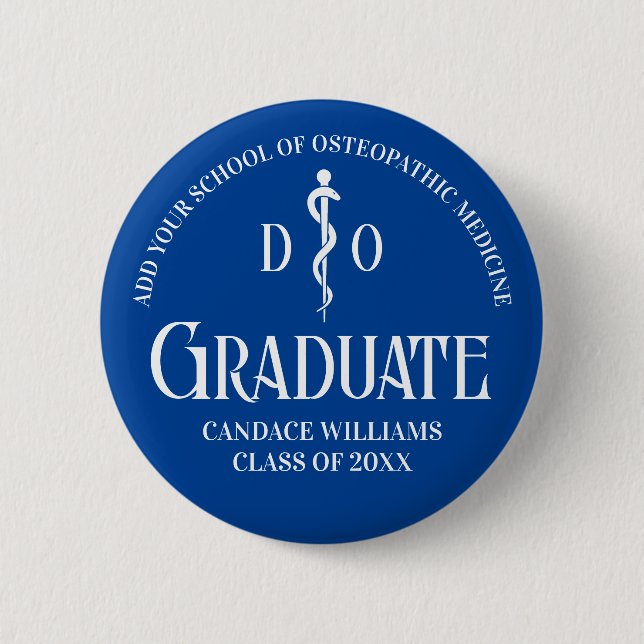 Badge Rond 5 Cm Bleu Ostéopathie Médicale School Graduation Party (Devant)