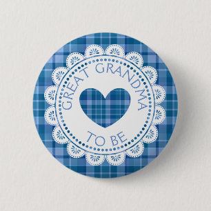 Badge Rond 5 Cm Bleu Plaid Grande grand-mère à être bouton