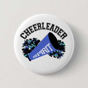 Badge Rond 5 Cm Bleu pom-pom girl