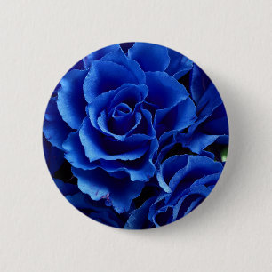 Badge Rond 5 Cm Bleu rose fleurs plante romance bouton
