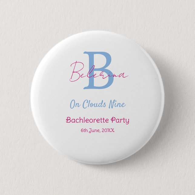 Badge Rond 5 Cm bleu rose sur les nuages neuf monogramme enterreme (Devant)