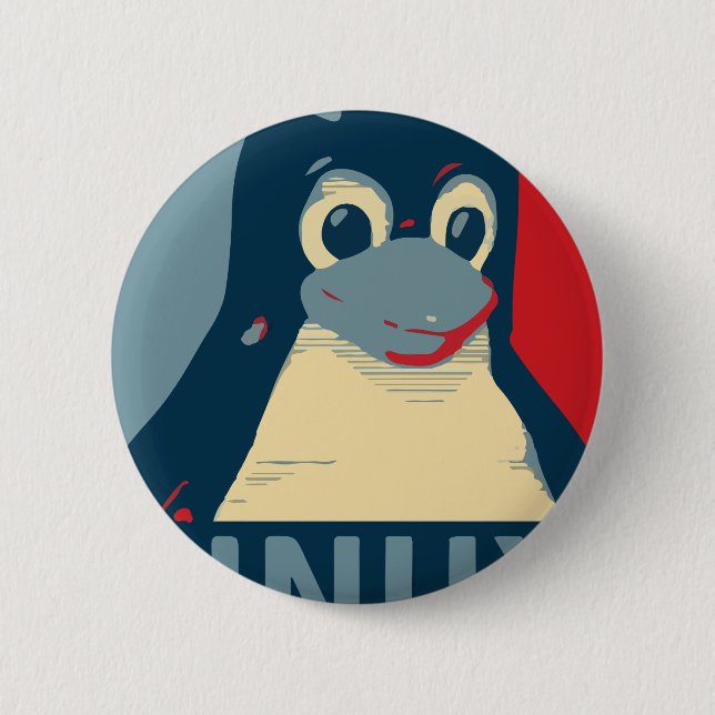 Badge Rond 5 Cm Bleu rouge de tête d'affiche de pingouin de Linux (Devant)