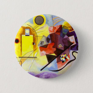 Badge Rond 5 Cm Bleu rouge jaune Kandinsky peinture Abstraite