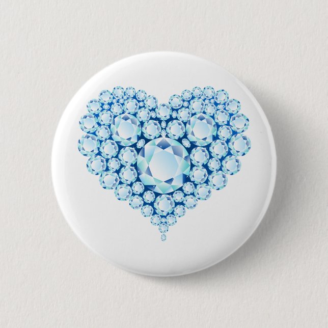 Badge Rond 5 Cm Bleu Sapphire Gems Coeur (Devant)