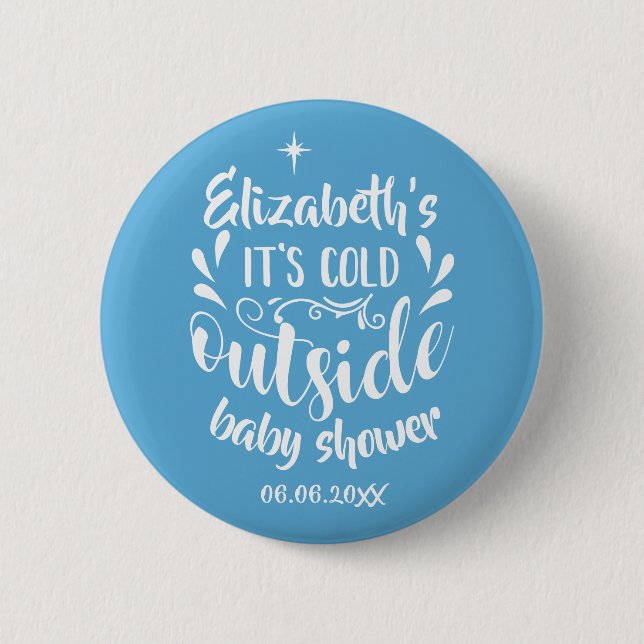 Badge Rond 5 Cm Bleu Son Baby shower Extérieur Froid / Saupoudrer (Devant)