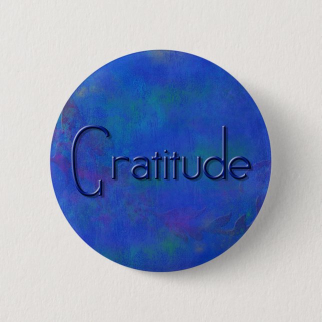 Badge Rond 5 Cm Bleu sur Bleu Bouton Bleu Gratitude (Devant)