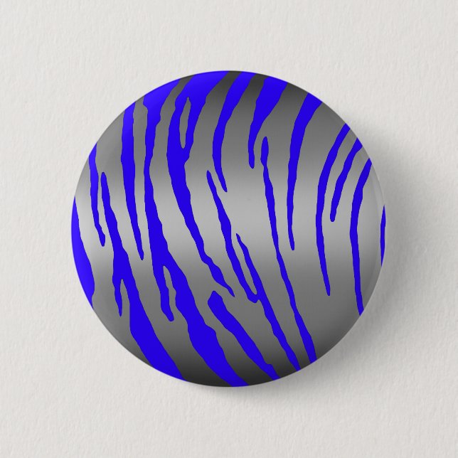 Badge Rond 5 Cm Bleu Tigre Argent (Devant)
