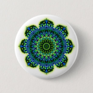 Badge Rond 5 Cm bleu vert mandala