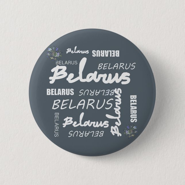 Badge Rond 5 Cm Bleuet National Biélorusse (Devant)