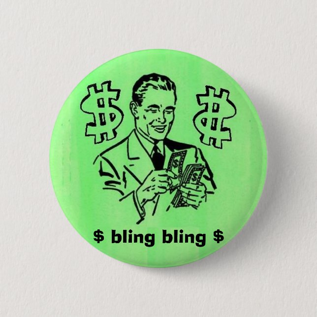 Badge Rond 5 Cm bling bling, $ $ bling bling (Devant)