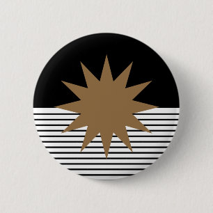 Badge Rond 5 Cm Blocage noir blanc et soleil Brown