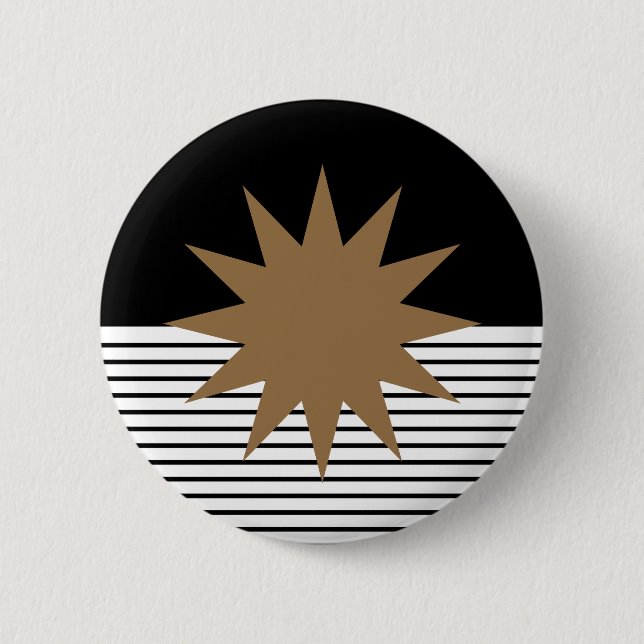 Badge Rond 5 Cm Blocage noir blanc et soleil Brown (Devant)
