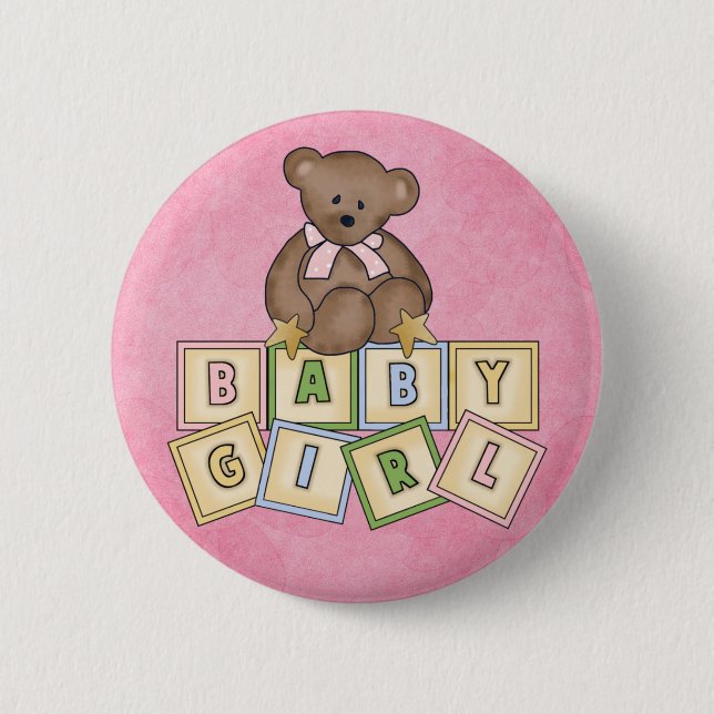 Badge Rond 5 Cm Blocs de bébé pour les filles (Devant)