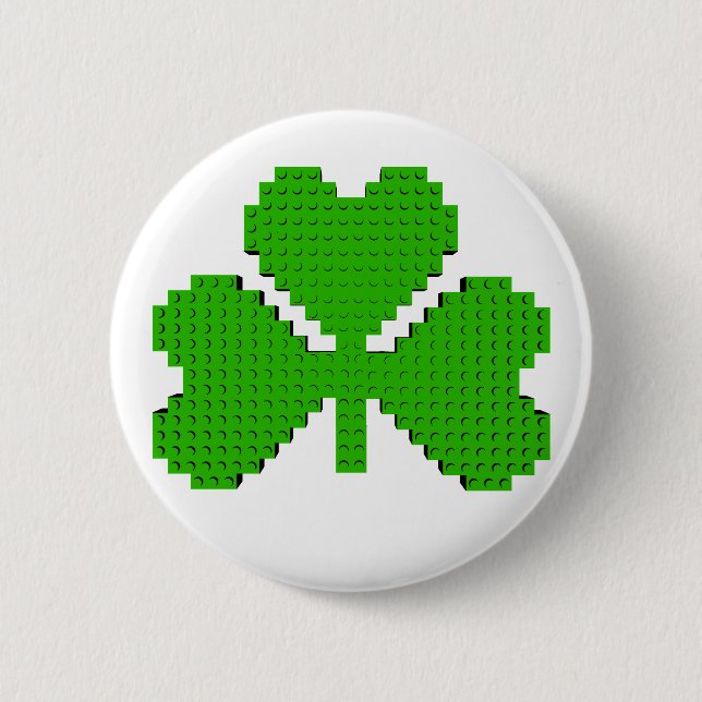 Badge Rond 5 Cm Blocs de construction shamrock Dessin (Devant)